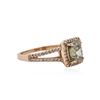 Image 2 : 14KT Rose Gold 2.63 ctw Fancy Green Diamond Ring