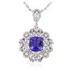 Image 2 : 14KT White Gold 5.70 ctw Tanzanite and Diamond Pendant With Chain