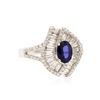 Image 2 : 14KT White Gold 1.01 ctw Sapphire and Diamond Ring