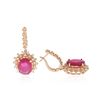 Image 2 : 14KT Rose Gold 14.74 ctw Ruby and Diamond Earrings