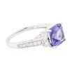 Image 2 : 14KT White Gold 3.02 ctw Tanzanite and Diamond Ring