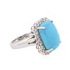 Image 2 : 14KT White Gold 8.79 ctw Turquoise and Diamond Ring