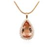 Image 2 : 14KT Rose Gold GIA Certified 31.73 ctw Morganite and Diamond Pendant With Chain