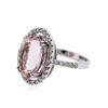 Image 2 : 18KT White Gold 7.16 ctw Morganite and Diamond Ring