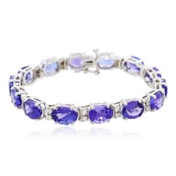 14KT White Gold 27.12 ctw Tanzanite and Diamond Bracelet