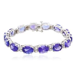 14KT White Gold 27.12 ctw Tanzanite and Diamond Bracelet