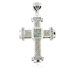 10KT White Gold 1.94 ctw Diamond Cross Pendant