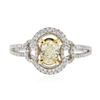 Image 1 : 18KT Two-Tone Gold 0.99 ctw Fancy Light Yellow Diamond Ring