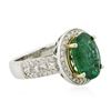 Image 2 : 14KT Two-Tone 3.39 ctw Emerald and Diamond Ring