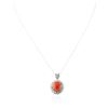 Image 2 : 14KT White Gold 4.90 ctw Coral and Diamond Pendant With Chain