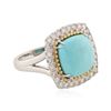 Image 2 : 14KT White Gold 4.02 ctw Turquoise and Diamond Ring