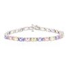 Image 1 : 14KT White Gold 9.36 ctw Multicolor Sapphire and Tanzanite Bracelet