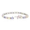Image 3 : 14KT White Gold 9.36 ctw Multicolor Sapphire and Tanzanite Bracelet