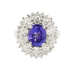 14KT White Gold 2.38 ctw Tanzanite and Diamond Ring