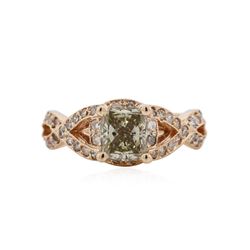 14KT Rose Gold 1.78 ctw Fancy Green Diamond Ring