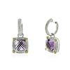 Image 2 : Sterling Silver 6.30 ctw Amethyst and Diamond Earrings