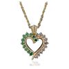Image 1 : 14KT Yellow Gold 1.00 ctw White Topaz and Emerald Pendant With Chain