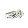 Image 2 : 14KT White Gold 0.85 ctw Diamond Wedding Ring Set
