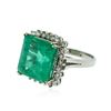 Image 2 : 14KT White Gold 12.76 ctw Emerald and Diamond Ring
