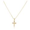 Image 2 : 14KT Yellow Gold 0.10 ctw Diamond Cross Pendant With Chain