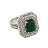 Image 2 : 14KT White Gold 2.96 ctw Emerald and Diamond Ring