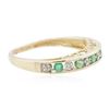 Image 2 : 10KT Yellow Gold 0.30 ctw Emerald and Diamond Ring
