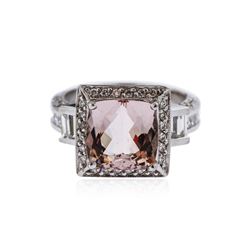 14KT White Gold 3.23 ctw Morganite and Diamond Ring