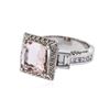 Image 2 : 14KT White Gold 3.23 ctw Morganite and Diamond Ring