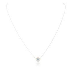 14KT White Gold 0.20 ctw Diamond Evil Eye Pendant With Chain