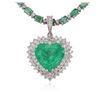 Image 2 : 14-18KT White Gold 23.29 ctw Emerald and Diamond Necklace