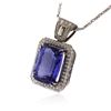 Image 3 : 18KT White Gold GIA Certified 16.95 ctw Tanzanite and Diamond Pendant With Chain
