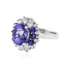 Image 2 : 14KT White Gold 3.07 ctw Tanzanite, Sapphire and Diamond Ring