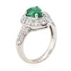 Image 3 : 18KT White Gold 0.98 ctw Emerald and Diamond Ring