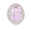 Image 1 : 14KT White Gold 14.76 ctw Kunzite and Diamond Ring