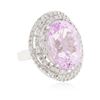 Image 2 : 14KT White Gold 14.76 ctw Kunzite and Diamond Ring