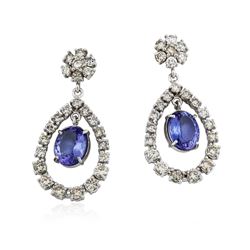 14KT White Gold 7.22 ctw Tanzanite and Diamond Earrings