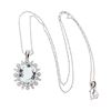 Image 1 : 14KT White Gold 6.73 ctw Aquamarine and Diamond Pendant With Chain