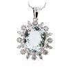 Image 2 : 14KT White Gold 6.73 ctw Aquamarine and Diamond Pendant With Chain