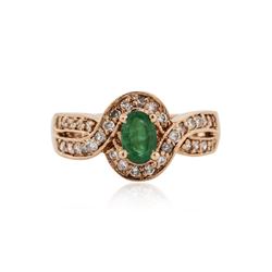 14KT Rose Gold 0.42 ctw Emerald and Diamond Ring