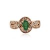 Image 1 : 14KT Rose Gold 0.42 ctw Emerald and Diamond Ring