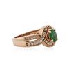 Image 2 : 14KT Rose Gold 0.42 ctw Emerald and Diamond Ring
