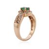 Image 3 : 14KT Rose Gold 0.42 ctw Emerald and Diamond Ring