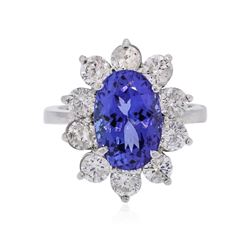 14KT White Gold 4.89 ctw Tanzanite and Diamond Ring