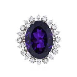 14KT White Gold 11.02 ctw Amethyst and Diamond Ring