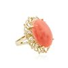 Image 2 : 14KT Yellow Gold 9.59 ctw Coral and Diamond Ring