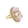 Image 2 : 14KT Yellow Gold 31.18 ctw Kunzite and Diamond Ring