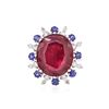 Image 1 : 14KT White Gold 16.30 ctw Ruby, Sapphire and Diamond Ring