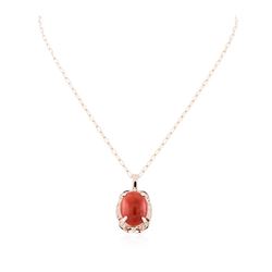 14KT Rose Gold 21.78 ctw Coral and Diamond Pendant With Chain