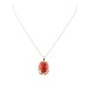 Image 1 : 14KT Rose Gold 21.78 ctw Coral and Diamond Pendant With Chain