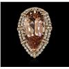 Image 1 : 14KT Rose Gold GIA Certified 29.95 ctw Morganite and Diamond Ring